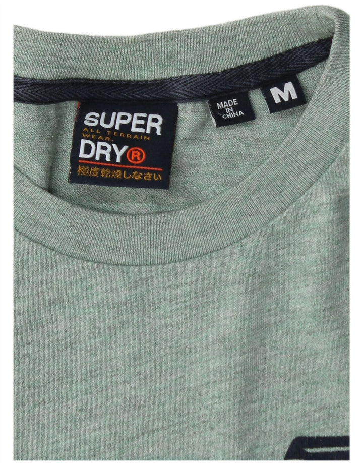 SUPERDRY Мужская футболка с рисунком Yokohama, топ из хлопка среднего зеленого цвета с крапинками