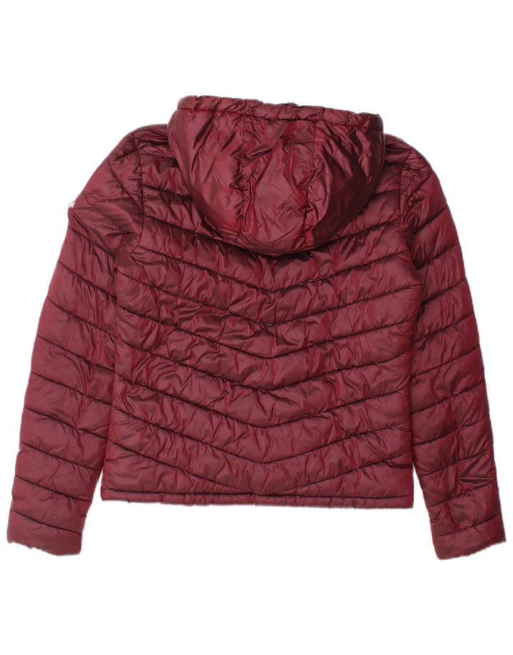 Женская утепленная куртка с капюшоном Superdry UK 14, средний бордовый нейлон