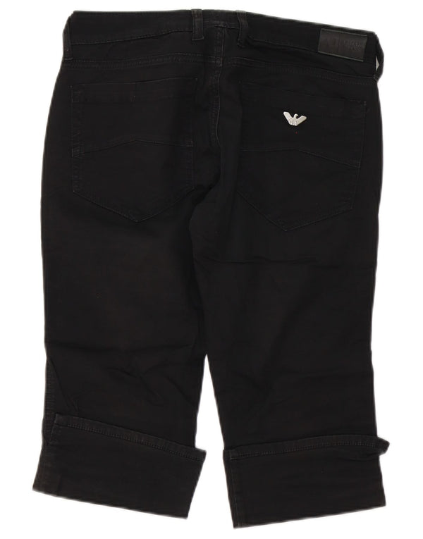 Женские капри Armani W29, средние черные хлопковые джинсы