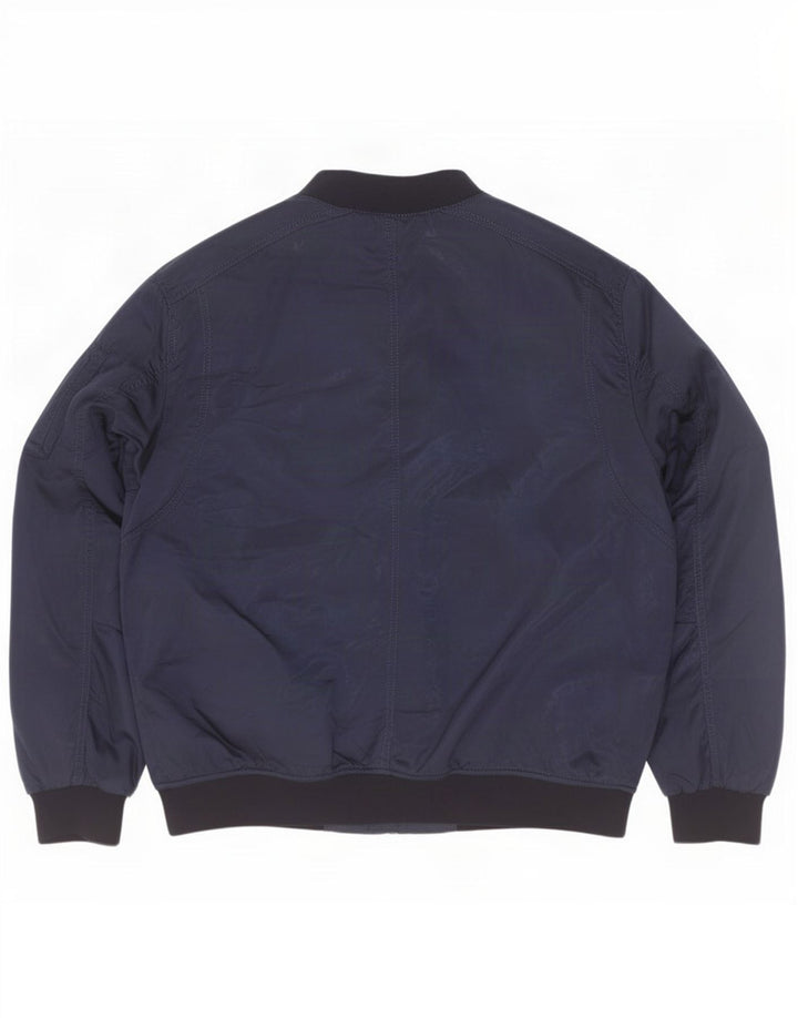 Мужская куртка-бомбер Zara UK 44 2XL Темно-синяя, полиэстер с цветными блоками