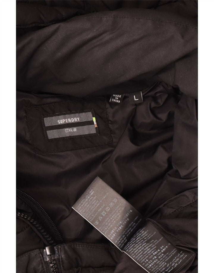 Мужская стеганая куртка с капюшоном Superdry, большая черная, полиэстер