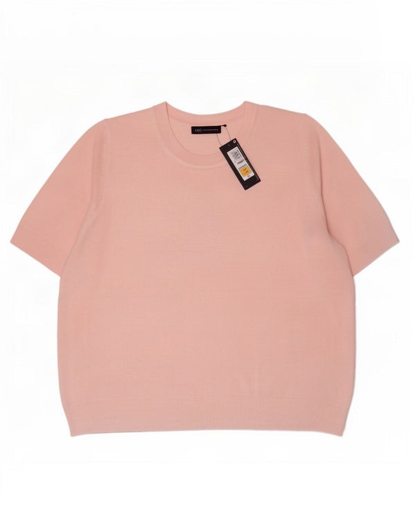Женский джемпер с короткими рукавами и круглым вырезом Marks & Spencer UK 24 4XL Розовый