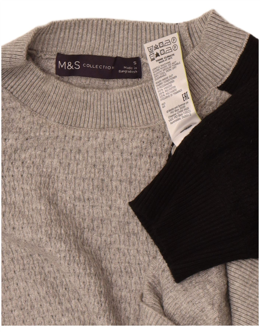 Женский джемпер с круглым вырезом Marks & Spencer, Великобритания, 10, маленький, серый