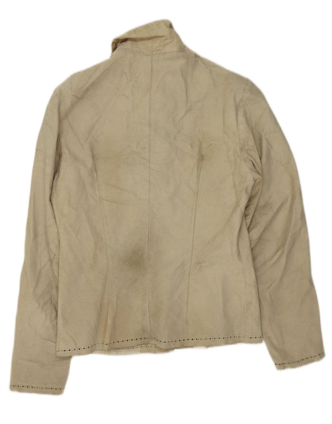 MAX&CO. Womens Suede Jacket UK 10 Small Beige Leather