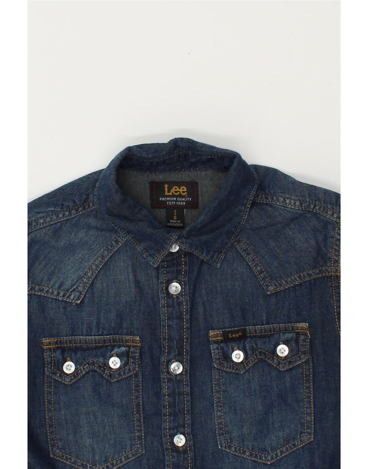LEE Boys Denim Shirt 7-8 Years Small  Blue Cotton Vintage Lee and Second-Hand Lee from Messina Hembry 