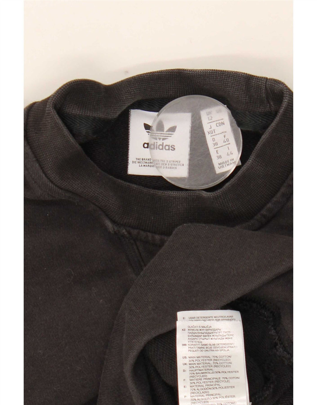 Женский джемпер оверсайз с рисунком Adidas UK 12, средний черный, хлопок