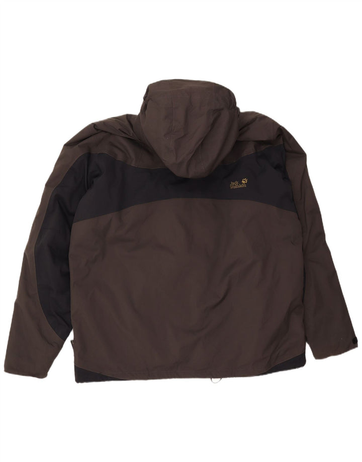 Мужская ветровка Jack Wolfskin с капюшоном, Великобритания, 46/48, 2XL, серая, с цветными блоками