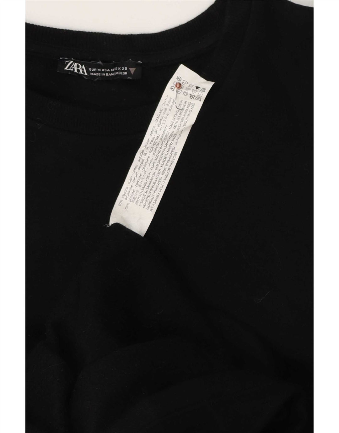 Женское платье прямого кроя Zara UK 14, средний черный хлопок, с длинным рукавом