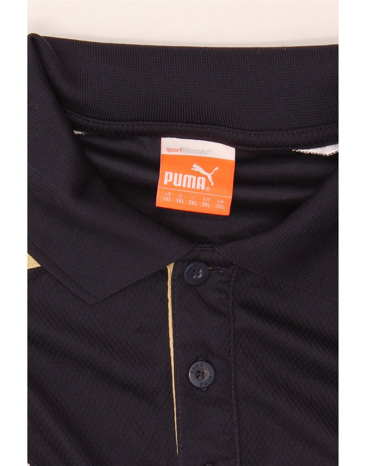 PUMA Mens Polo Shirt 3XL Black Colourblock Polyester Vintage Puma and Second-Hand Puma from Messina Hembry 