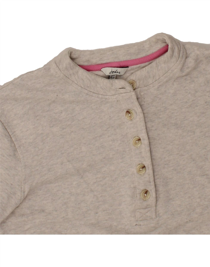 JOULES Womens Crop Button Neck Sweatshirt Jumper UK 12 Medium Grey Flecked Vintage Joules and Second-Hand Joules from Messina Hembry 