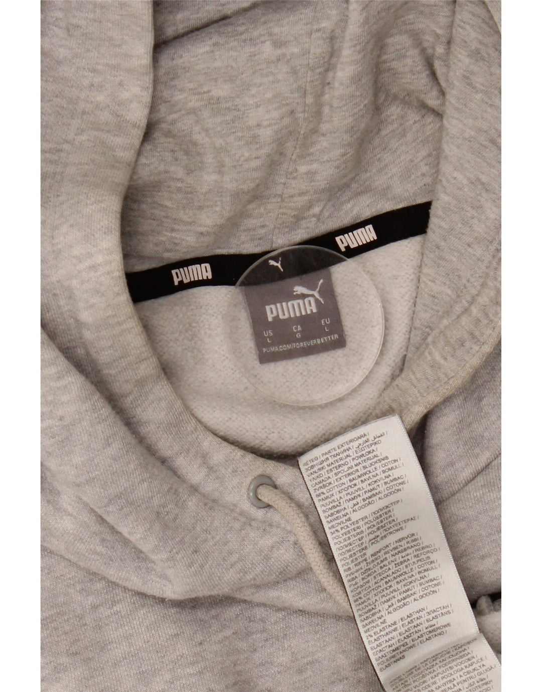 Женский джемпер с капюшоном оверсайз Puma UK 16, большой серый хлопок