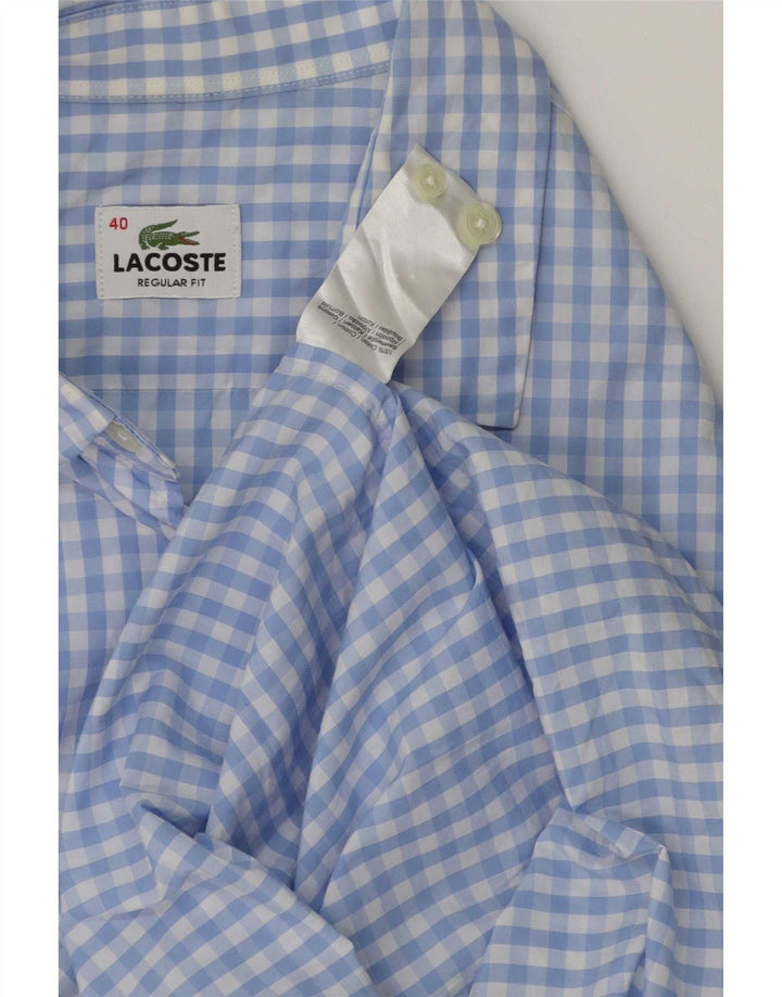 Мужская рубашка стандартного кроя Lacoste, размер 40, средний синий клетчатый хлопок