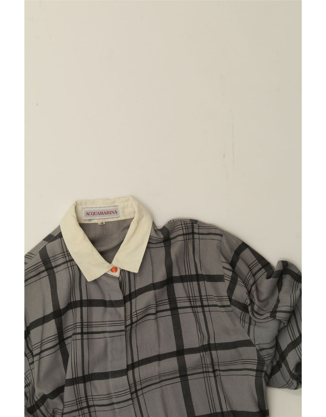 VINTAGE Womens Formal Shirt IT 46 Large Grey Check Cotton Vintage Vintage and Second-Hand Vintage from Messina Hembry 