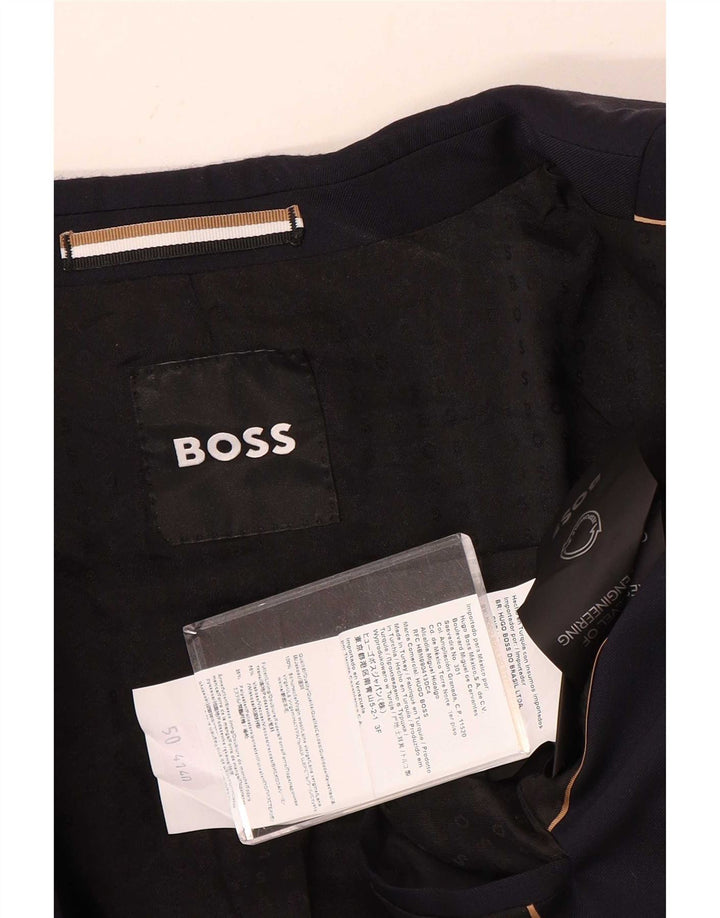 Мужской пиджак Hugo Boss на 2 пуговицах EU 50, большой темно-синий, шерстяной