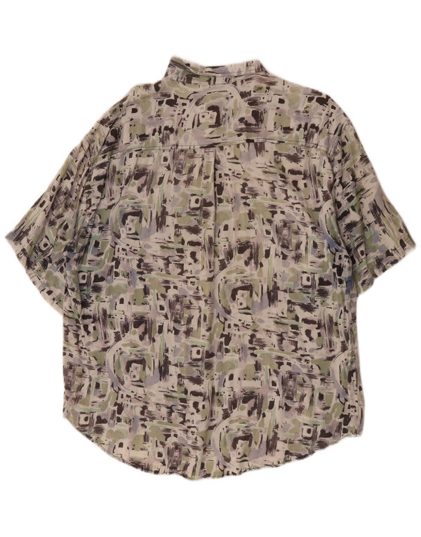 Vintage Mens Abstract Pattern Short Sleeve Shirt XL Multicoloured Rayon