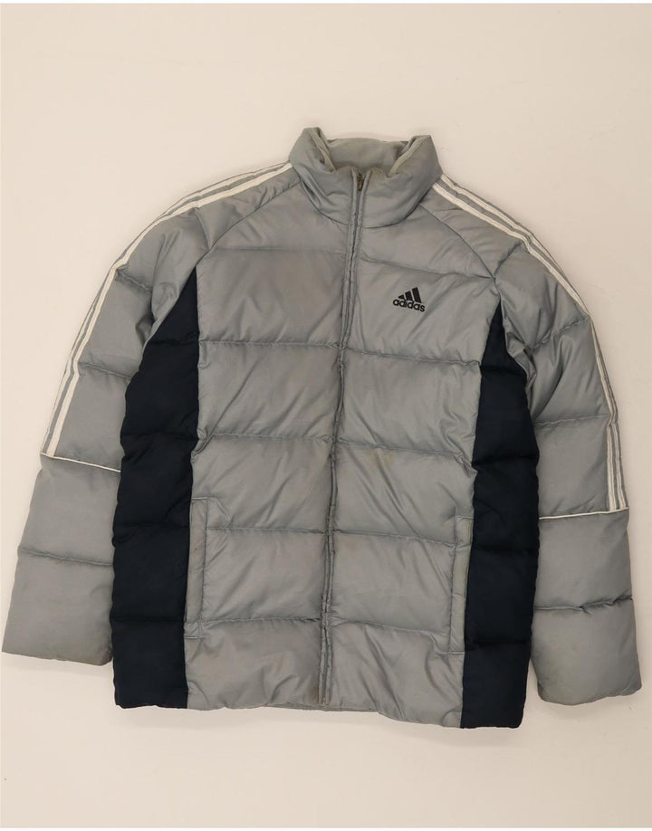 Мужская утепленная куртка свободного кроя Adidas UK 36, маленькая серая, полиэстер с цветными блоками
