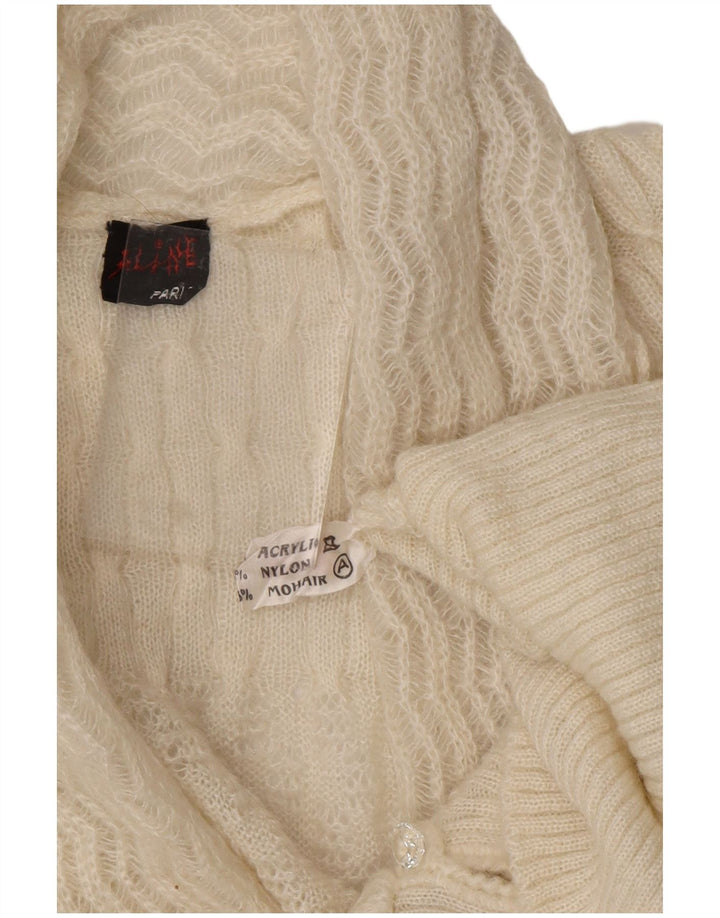 Женский свитер-кардиган VINTAGE UK 16, большой белый акрил