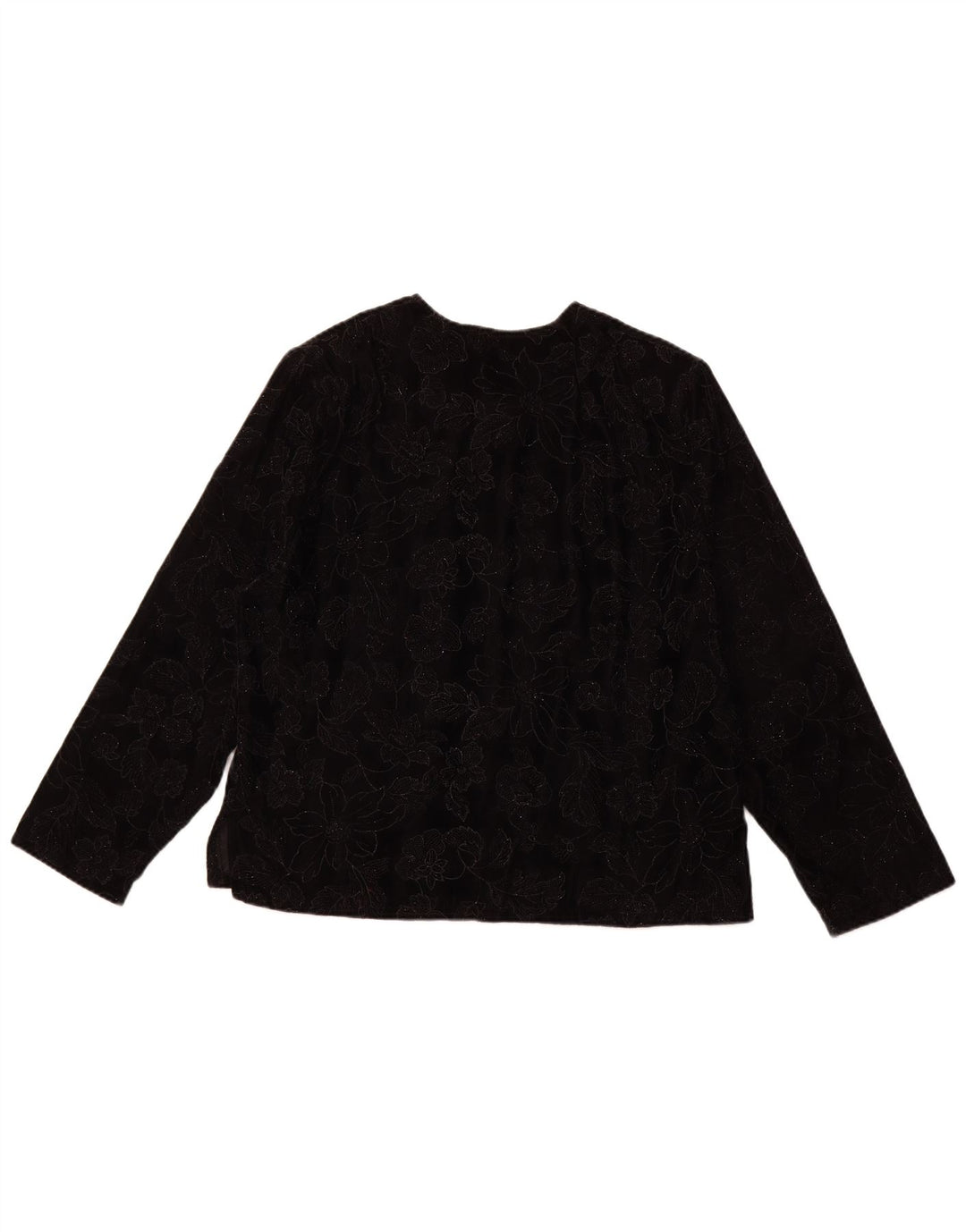 ВИНТАЖНАЯ женская блузка с длинными рукавами, Великобритания 16, большой черный цветочный принт