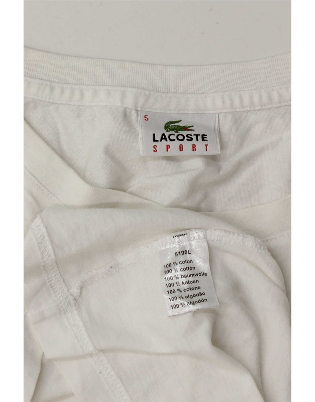 Мужская футболка Lacoste, размер 5, большой белый хлопок
