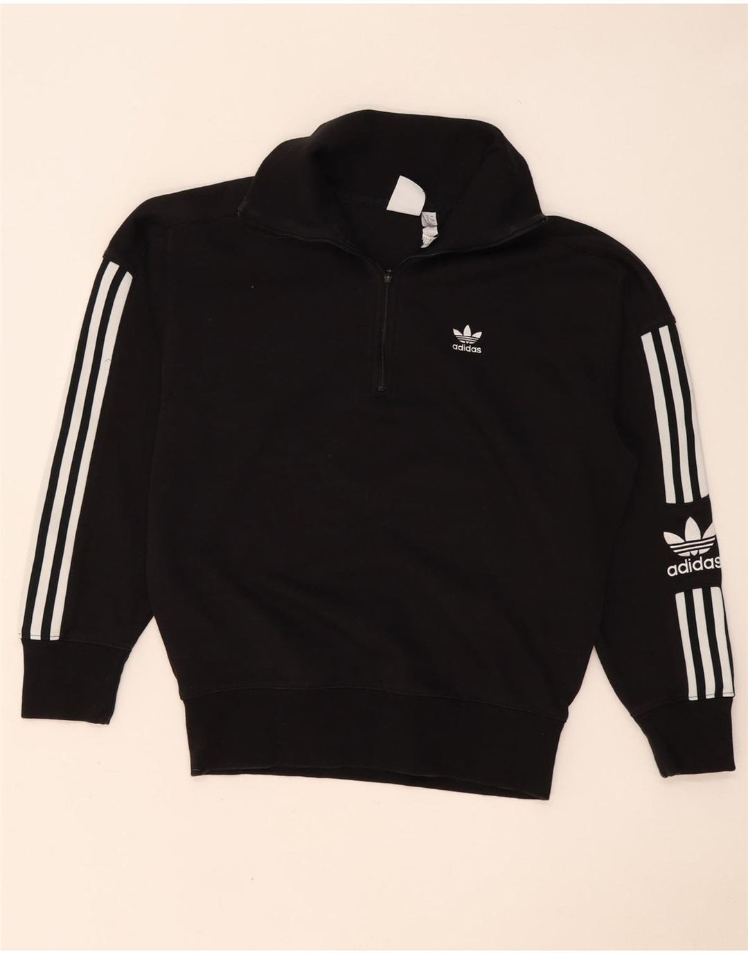 Женский джемпер на молнии с воротником большого размера Adidas UK 8, маленький черный