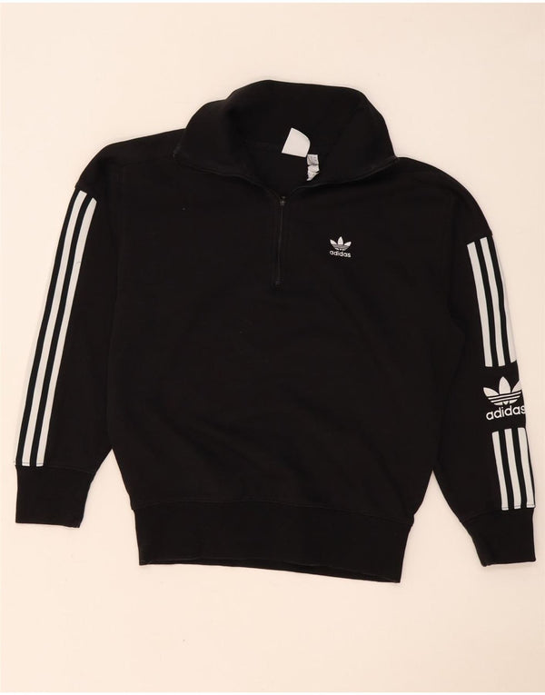 Женский джемпер на молнии с воротником большого размера Adidas UK 8, маленький черный