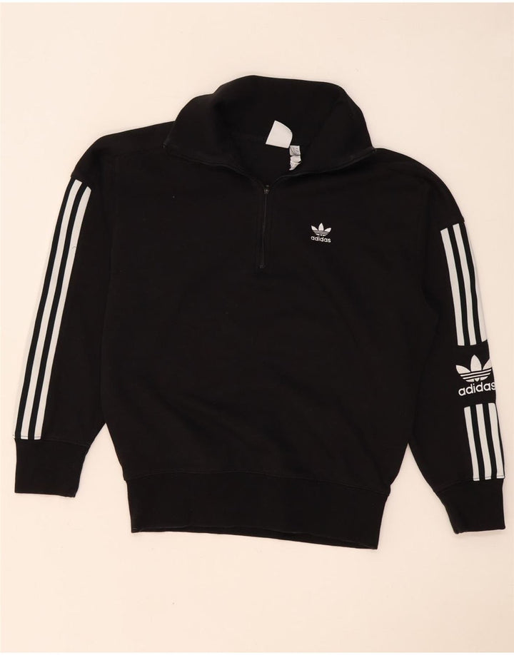 Женский джемпер на молнии с воротником большого размера Adidas UK 8, маленький черный