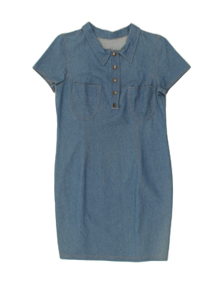 VINTAGE Womens Denim Dress UK 12 Medium Blue Vintage Vintage and Second-Hand Vintage from Messina Hembry 