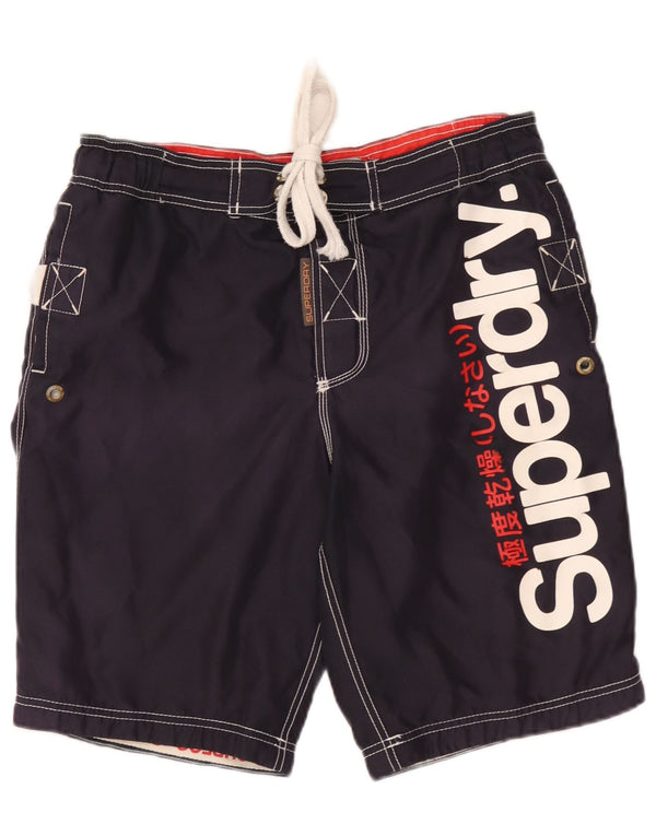 Мужские шорты для плавания Superdry с рисунком, средний темно-синий, полиэстер