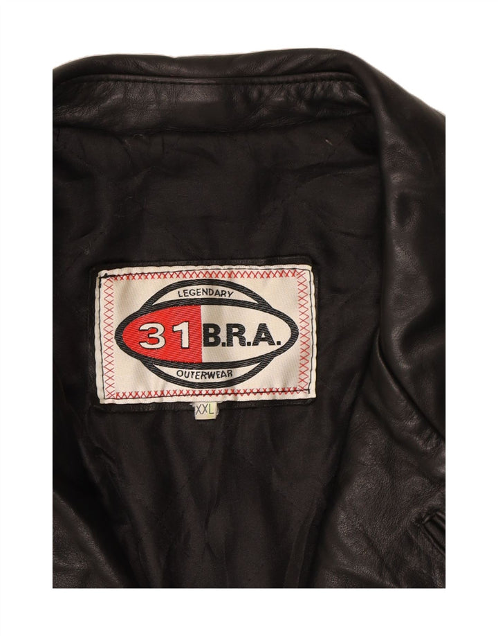 VINTAGE Mens Leather Jacket UK 44 2XL Black Leather Vintage Vintage and Second-Hand Vintage from Messina Hembry 