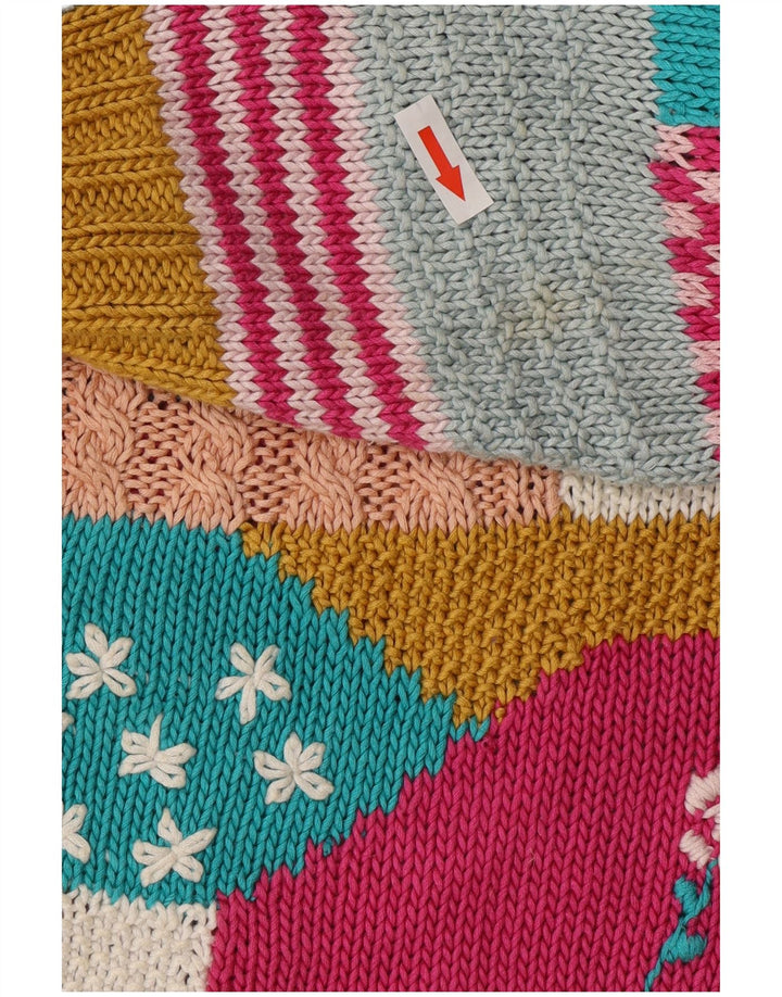 Винтажный женский кардиган-свитер UK 14, большой разноцветный пэчворк