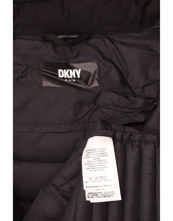 Женское стеганое пальто с капюшоном Dkny UK 12, средний черный полиэстер