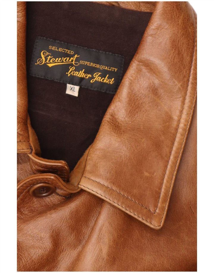 Мужская кожаная куртка Stewart UK 42 XL коричневая кожа