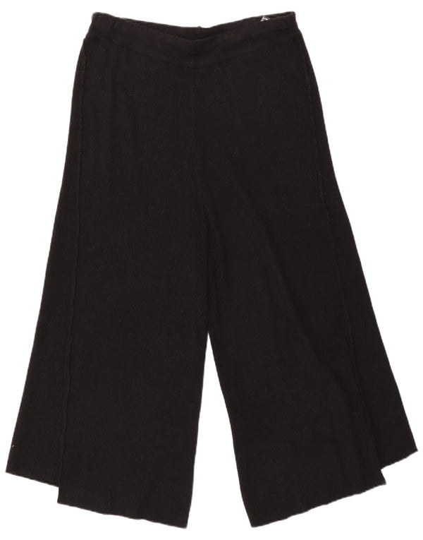 Женские трикотажные широкие брюки-капри Zara, большие W32 L21, черные из вискозы