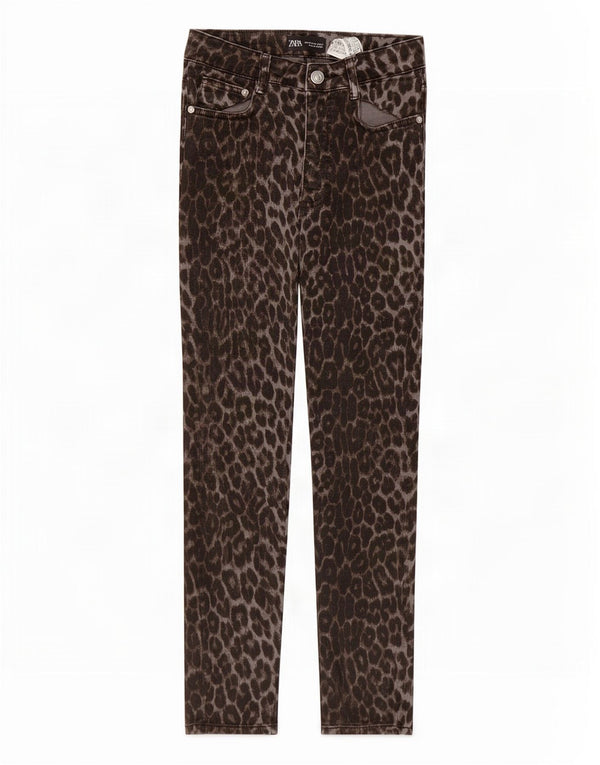 Женские джинсы скинни Zara EU 38, маленькие W28 L27, серые, хлопок с животным принтом