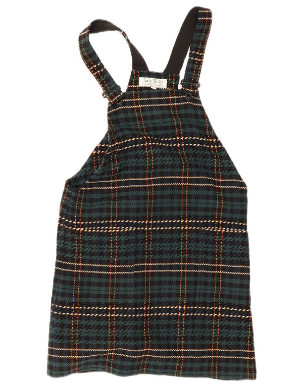 Jack Wills Womens Dungaree Dress UK 8 Small Green Plaid Polyester