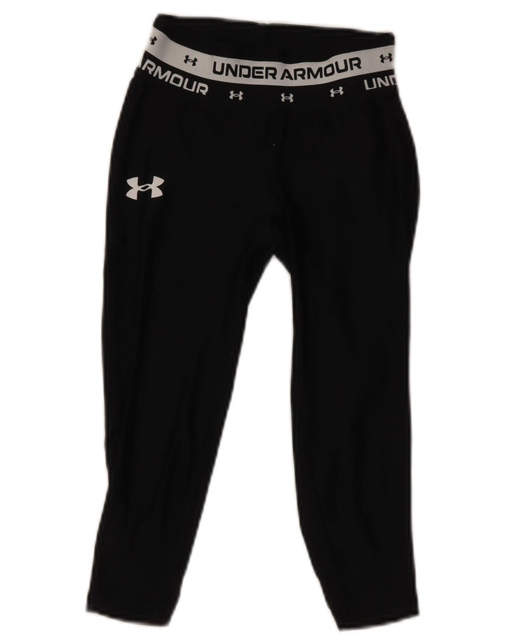 Леггинсы с рисунком для девочек 7-8 лет UNDER ARMOR, маленькие черные из полиэстера