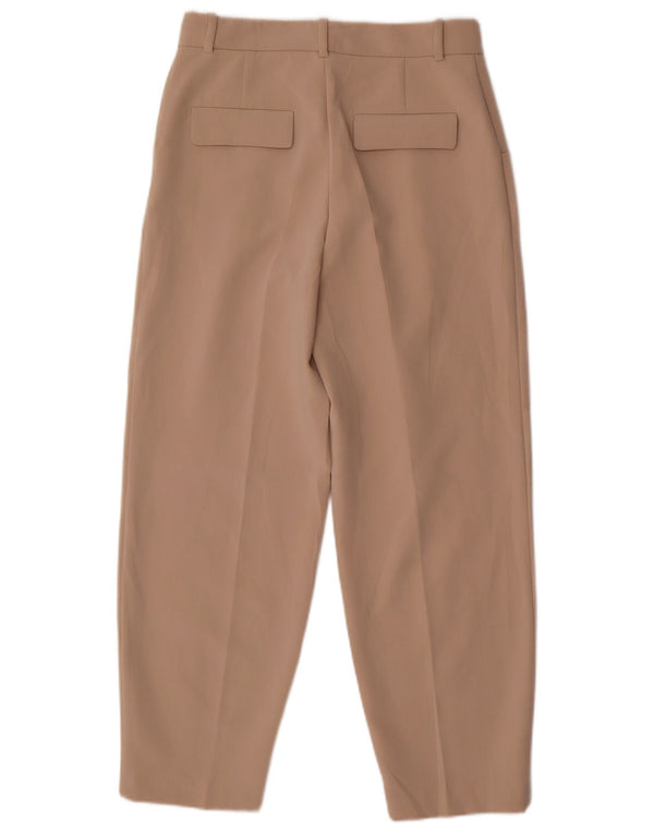 Zara Womens High Waist Pegged Casual Trousers XS W24 L25 Beige