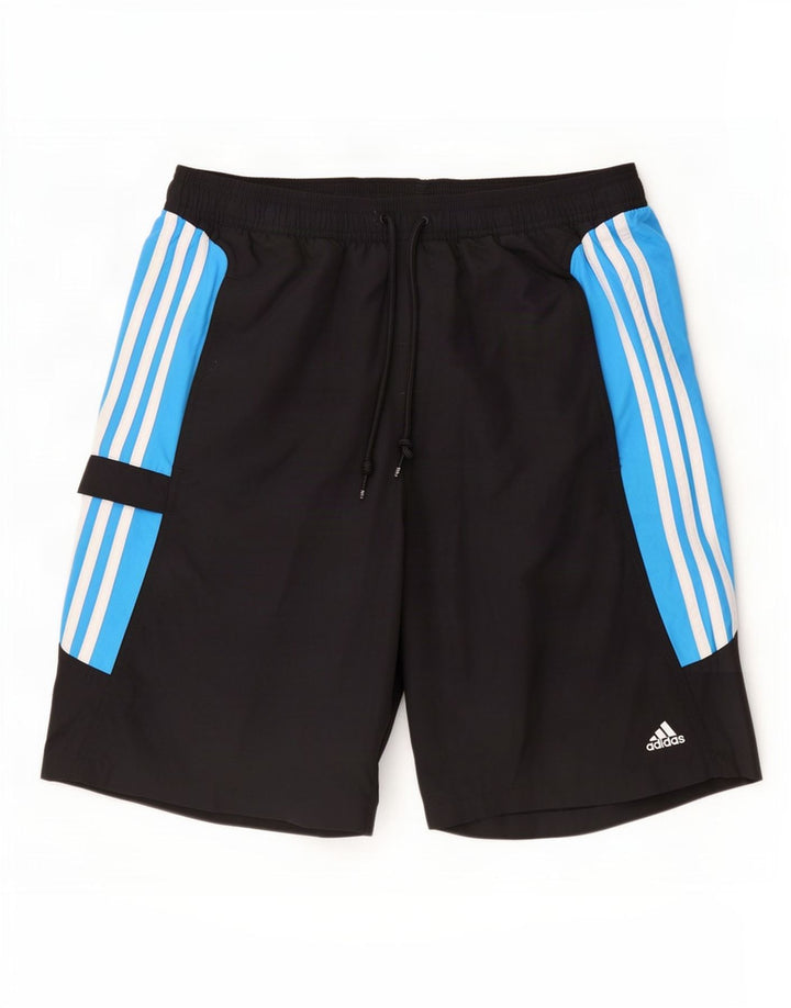 Мужские шорты для плавания Adidas, большие черные полиэстер с цветными блоками