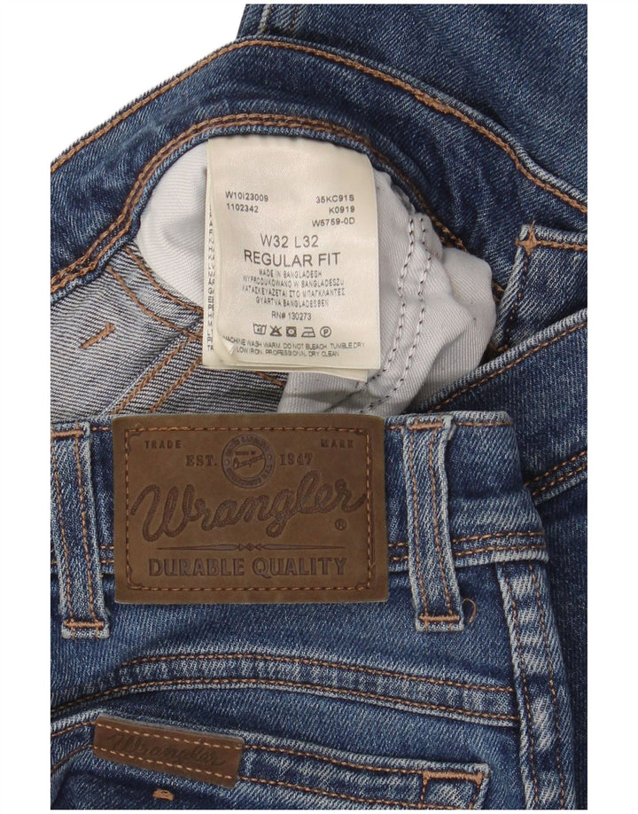 Мужские прямые джинсы WRANGLER стандартного кроя W32 L32, синий хлопок