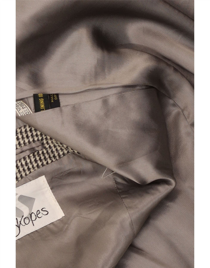 Винтажный мужской пиджак на 2 пуговицах, Великобритания, 40, большой серый, шерстяной с узором «гусиные лапки»