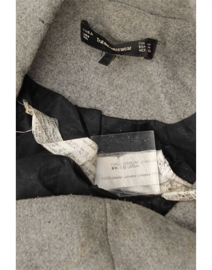 Женское двубортное пальто Zara UK 14, полиэстер среднего серого цвета