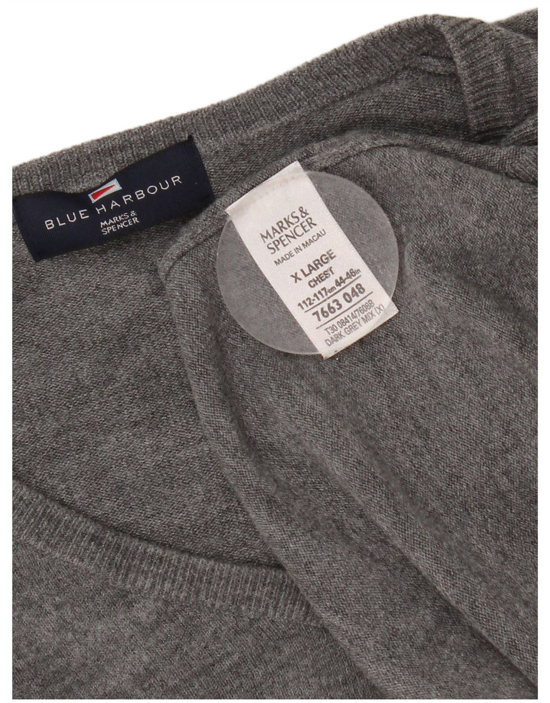 Мужской джемпер с v-образным вырезом Marks & Spencer XL, серый акрил