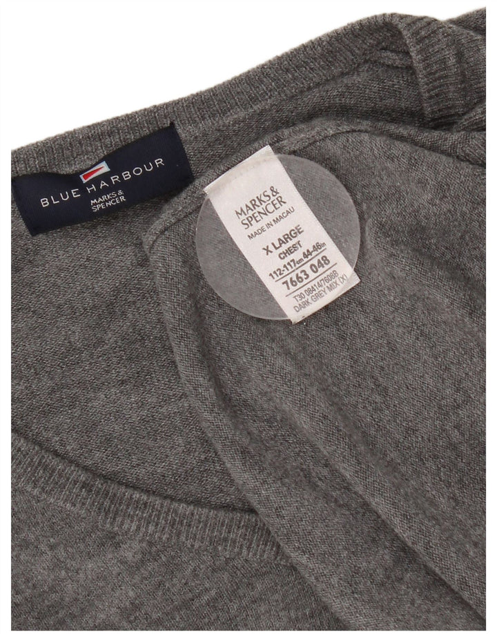 Мужской джемпер с v-образным вырезом Marks & Spencer XL, серый акрил