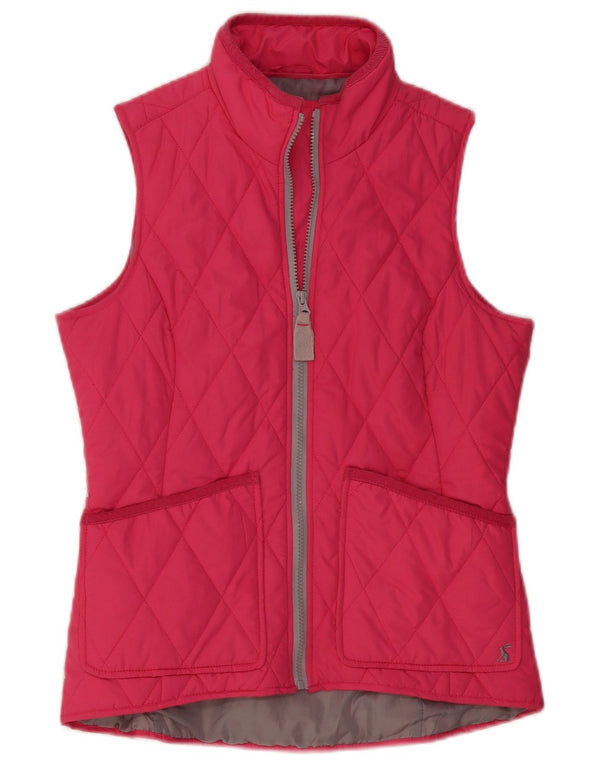 JOULES Womens Quilted Gilet UK 10 Small Pink Polyester