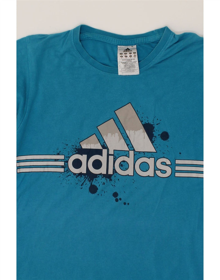ADIDAS Mens Graphic T-Shirt Top Small Blue Cotton Vintage Adidas and Second-Hand Adidas from Messina Hembry 