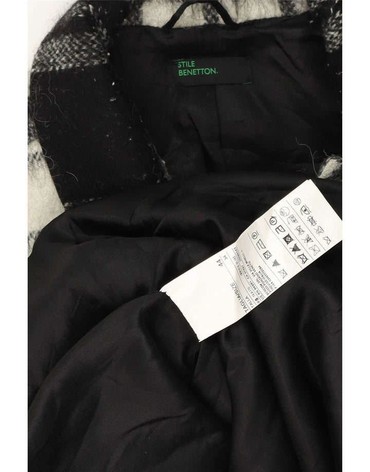Женское пальто Benetton IT 44 Medium Black Check Wool