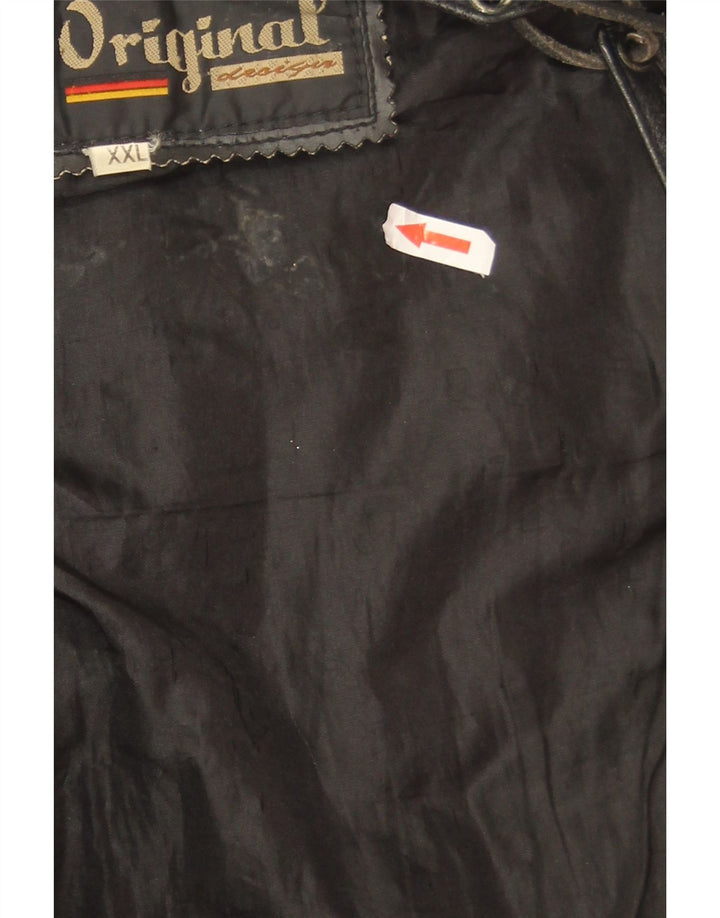 Винтажный женский кожаный жилет UK 20 2XL, черный кожаный