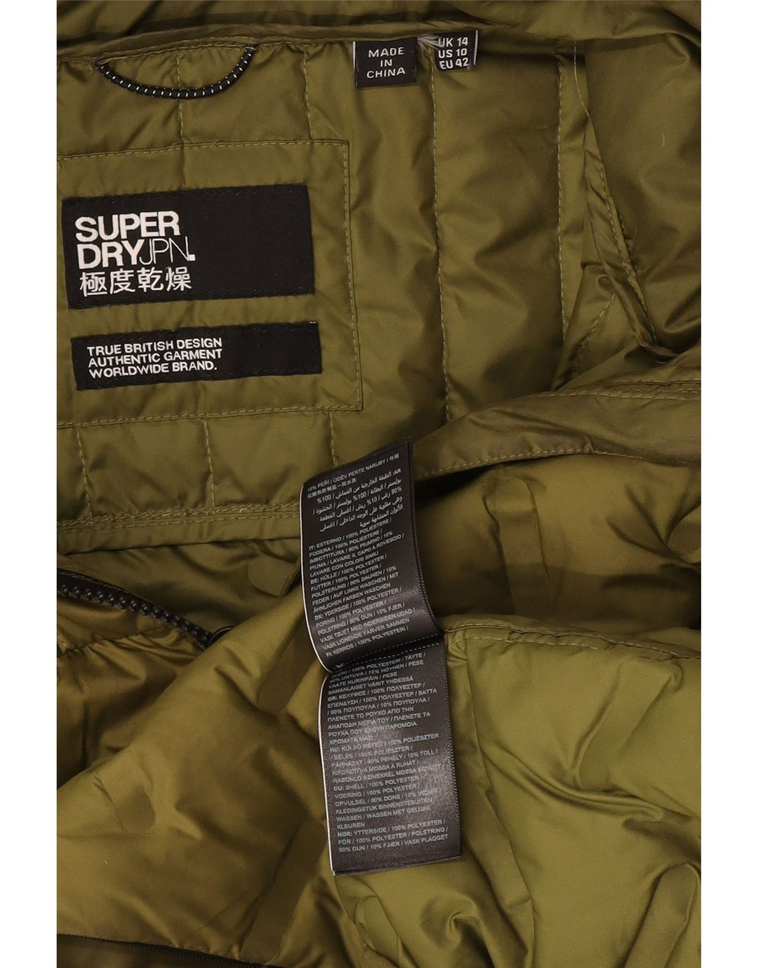 Мужская утепленная куртка с капюшоном Superdry UK 14, большой зеленый полиэстер