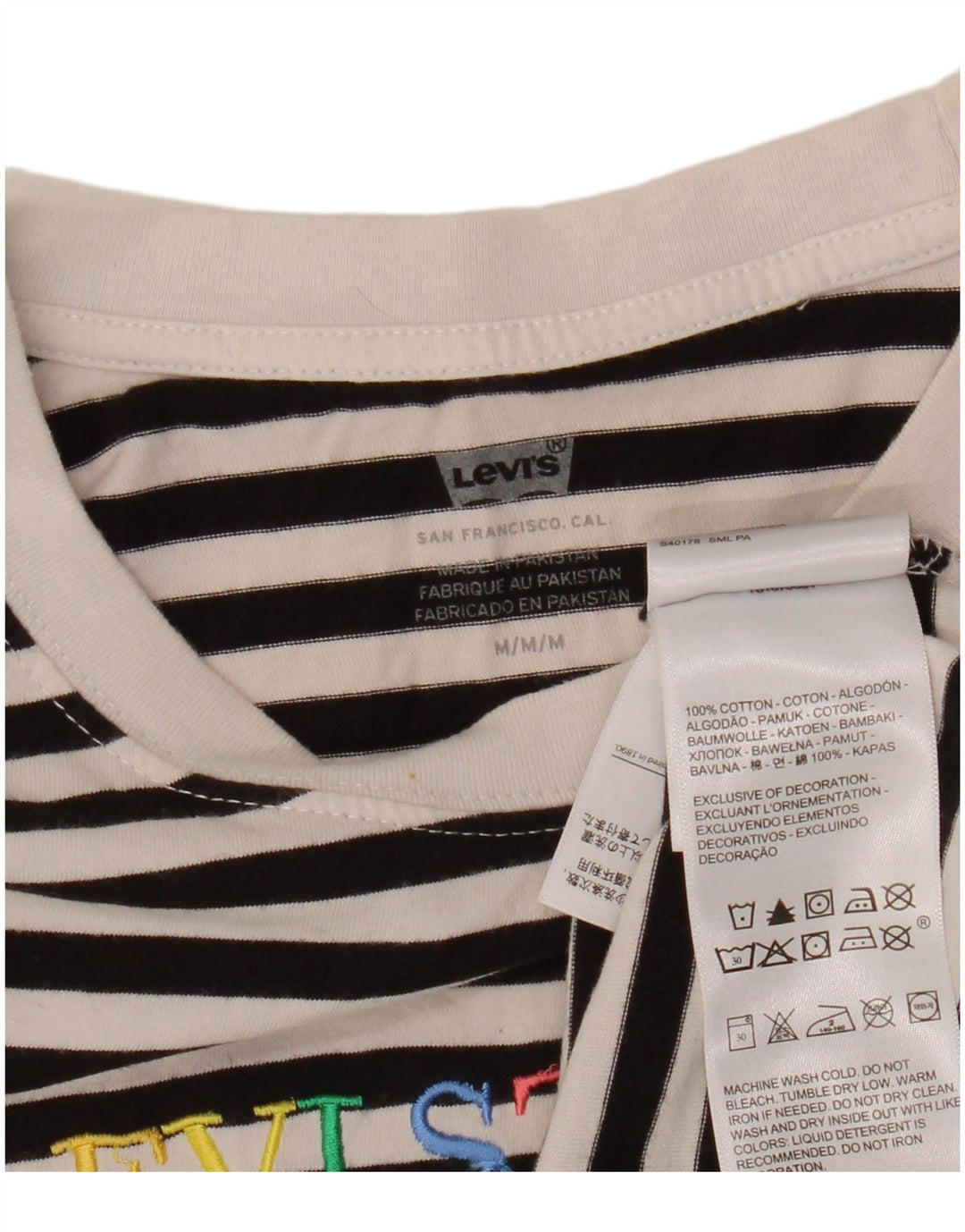 Женский оверсайз-топ с рисунком Levi's с длинными рукавами, Великобритания 14, средний черный в полоску