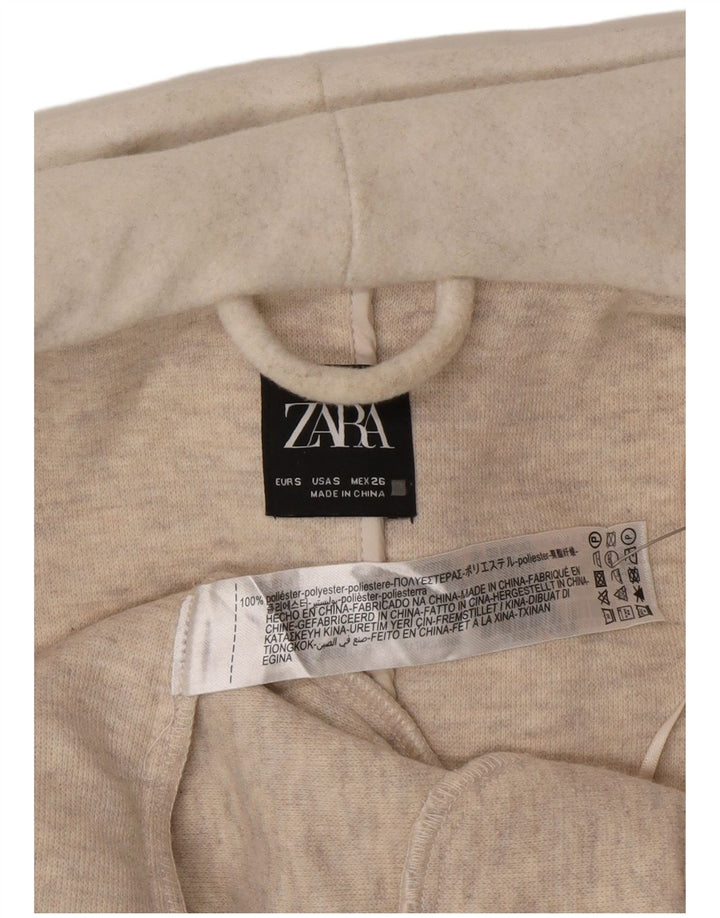 Женское двубортное пальто оверсайз с капюшоном Zara UK 10, маленький белый цвет